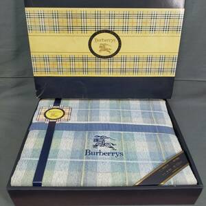 ●　2/13　256831　BURBERRY　タオルケット　140×190cm　ブルー系　綿100％　バーバリー　寝具