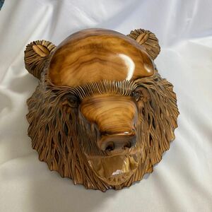 熊マスク　木彫り熊　壁掛け　天然木　縁起物　ヴィンテージ　インテリア　貴重　北海道　民芸品