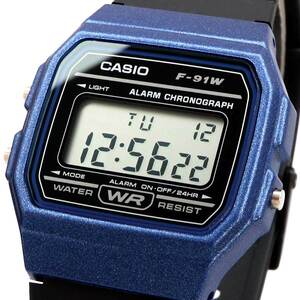 訳有特価！【CASIO カシオ】F-91WM-2A 新品未使用 海外モデル デジタル ユニセックス レディース キッズ チープカシオ 青色 ブルー 腕時計