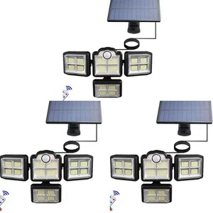 ４面灯式 高輝度 太陽光発電 LEDセンサーライト LED ソーラーライト 防水 防犯ライト リモコン付き 屋外照明 壁掛け可能 投光　太陽発電