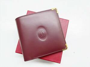 良好品　Cartier　カルティエ　マスト　2C　二つ折り財布　小銭入れあり　ボルドー　L3000451