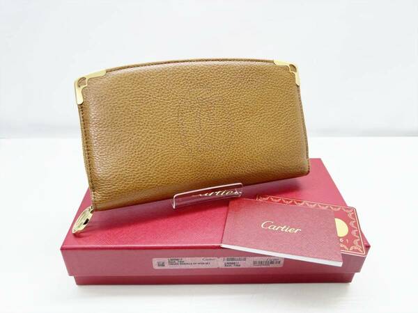 美品　Cartier　カルティエ　マルチェロ　2C　ラウンド　長財布　ブラウン　ゴールド　L3000817