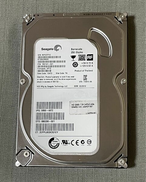 【注意判定】 3.5インチ 250GB Seagate Barracuda ST250DM000 中古品 (F)