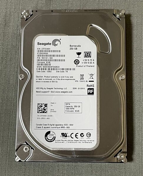 【正常判定】 3.5インチ 250GB Seagate Barracuda ST250DM000 中古品 (AT)