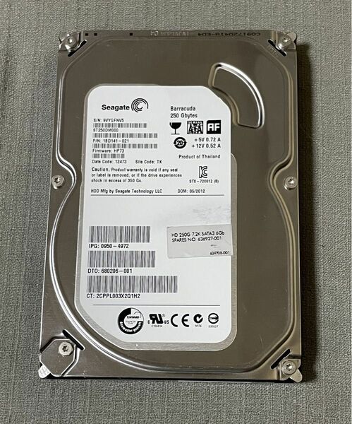 【注意判定】 3.5インチ 250GB Seagate Barracuda ST250DM000 中古品 (D)