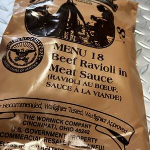 沖縄 米軍実物 MRE/ワーニック Meal Ready To Eat レーション MENU 18 Beef Ravioli (INV E#20)の画像2