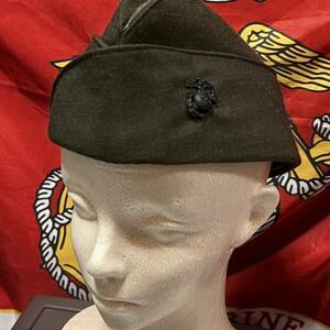 沖縄　米軍放出品　USMC GARRISON CAP MENS ギャリソン 帽章付き OD サイズ　7 1/8 (INV F#14)