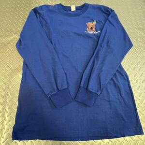 US 米軍放出品　OKINAWA ロングTシャツ MEDIUM　ブルー おしゃれ　冬服(INV J03)