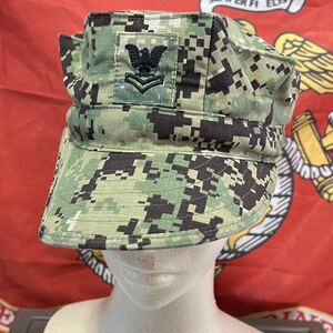 米軍実物 US NAVY CAP 帽子 キャップ アウトドア ウッドランド ダンス オシャレ レアもの　サイズ7 3/8 (INV Q37)