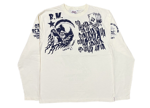 BLOOD　MESSAGE　ロングTシャツ　OFF-WHITE　42サイズ　ちょっと難あり　BLLT-1190