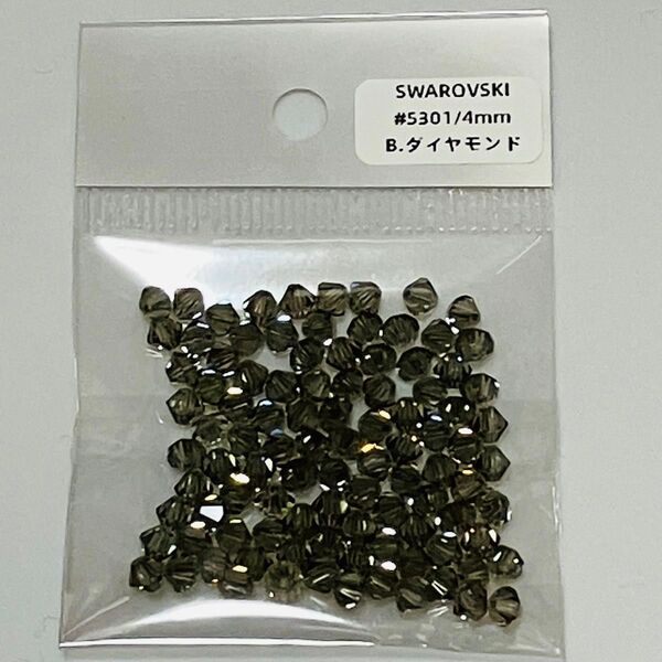 スワロフスキー #5301 ソロバン 4mm ブラックダイヤモンド 100粒