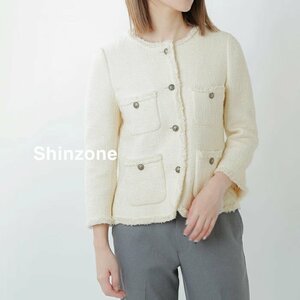 ザシンゾーン THE SHINZONE　ツイードジャケット【L's(F)/6.9千円/アイボリ/Sランク】a4A0