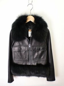  diamond gram DIAGRAM sheepskin × fur leather jacket [L's(36)/ black / super S rank ]a4H0