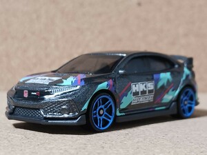 ◆ホットウィール/Hot Wheels(約1/64)◆ホンダ・シビック・タイプR(2018年式/ガンメタ/HKS)◆ルース/ほぼ美品★夢屋HW012★