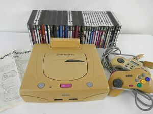 送料無料・中古品・セガサターン本体（やけ有）・コントローラー2個・パワーメモリー・ゲームソフト26枚付き・動作確認済み