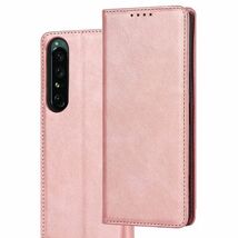 【新品】マグネット 手帳型 Xperia 1 IV ケース ピンクゴールド 手帳 カバー スマホケース ベルトなし エクスペリア1IVケース Xperia1 4_画像1