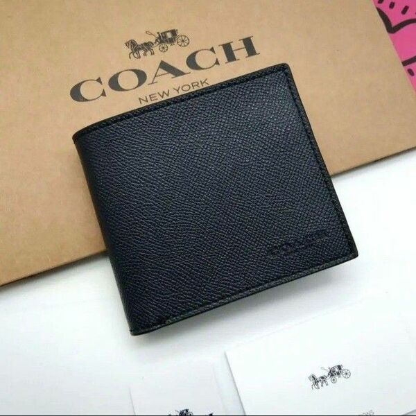 新作　新品　COACH　折り財布　メンズ　人気の小銭入れ付き