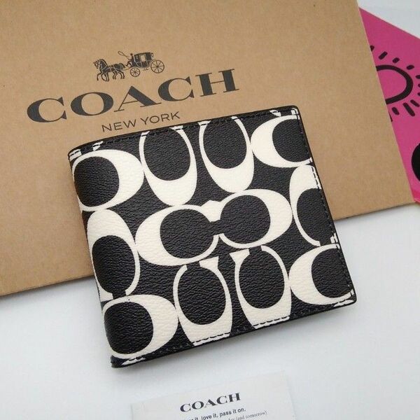 新作　新品　COACH　折り財布　メンズ　人気の小銭入れ付き