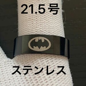 【r4】ステンレス　バット　コウモリ　ブラック　リング　指輪　21.5号