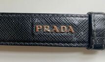 B4B034◆ プラダ PRADA サフィアーノレザー×金属素材 ブラック色 ロゴ キーリング キーホルダー キーチャーム_画像9