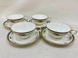 R4B733◆ ノリタケ Noritake キングスクロス KINGS CROSS カップ&ソーサー ティーカップ コーヒーカップ 金彩 花柄 フルーツ柄 4客セット