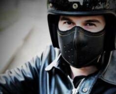 フェイスガード バイク バイカー レザー アメリカン ツーリング インナーマスク 合成皮革 ブラック