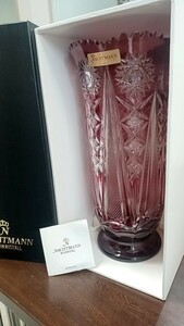 １円～　NACHTMANN　ナハトマン　花瓶　花器　赤　クリスタルガラス　西ドイツ　約35㎝　