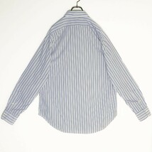 90s ポロバイラルフローレン ストライプシャツ ワイドカラー ブルー水色 L_画像4