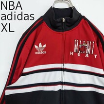 アディダス NBA トラックジャケット 刺繍ロゴ XL ブラック黒赤 マイアミ_画像2