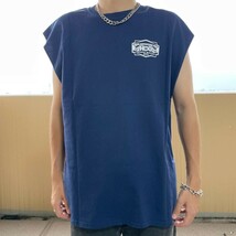 ヘインズ ハーレーダビッドソンHOG ノースリーブプリントTシャツ ネイビー 紺_画像2