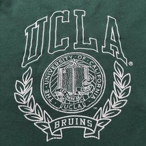 カレッジ スウェット UCLA グリーン緑 XL USA古着 ビッグ刺繍ロゴ_画像5