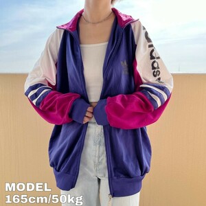 adidas アディダス トラックジャケット 80s トレフォイル刺繍 M 紫