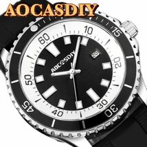 新品 AOCASDIY オマージュウォッチ ラバーストラップ メンズ腕時計 ブラック&ホワイト_画像1