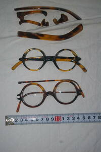 H]折れた鼈甲メガネと状態の悪い丸眼鏡2個
