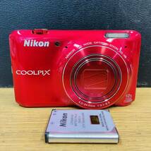 動作品 Nikon COOLPIX S6400 コンパクトデジタルカメラ レッド バッテリー付き NN8915_画像1