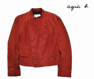 [ France made ]agnes b. SPECIAL Agnes B suede leather Napoleon jacket red Vintage rare 