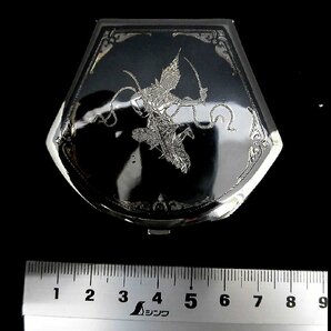 [ZEROnet]Σビンテージ アンティーク 銀製品 シルバー コンパクト ミラー 彫刻 STERLING刻印 約70g ΣK62-10の画像6