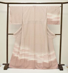 【ちどりや】未使用品 美品 正絹 付下げ 袷 広衿 身丈167.5cm/裄66cm TL寸 小花地紋 霞暈し 菊花 梅花 手刺繍 白茶 躾付 B270