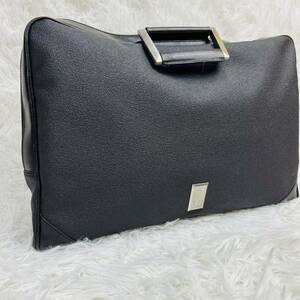 【美品】dunhill ダンヒル ビジネスバッグ ブリーフケース 2層収納 A4ファイル可 裏地シャドーロゴ ロゴプレート 大容量 レザー