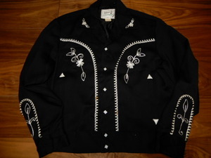 超希少 DEAD STOCK 50's 黒 H BAR C レーヨン ギャバ WESTERN JACKET ビンテージ オリジナル ( 501XX 506XX 大戦 デニム LEVIS MacMurray 0