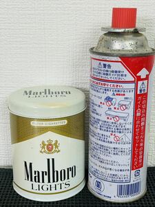 灰皿　マルボロライト　ホワイト　Marlboro シガー缶　昭和レトロ　小物入れ　現状品