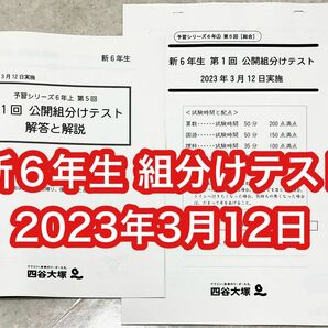 四谷大塚 2024年度 6年生（新6年生）第1回公開組分けテスト 2023年3月12日