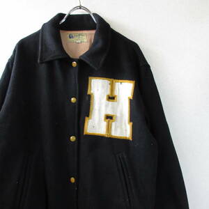 ○希少 60s HEWITT MFG CORP◆ヴィンテージ ウールジャケット スタジャン ワッペン◆ブラック サイズ36