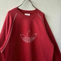 ○良品 80s 希少 adidas アディダス◆スウェット トレーナー 両面ロゴ刺繍 古着 ヴィンテージ◆メンズ レッド Mサイズ_画像5