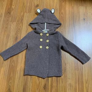 baby boden 耳付きニットジャケット 2-3Y 100 95 ボーデン カーディガン コート 上着 パーカー 海外子供服