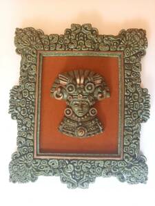 壁飾り 額装 プレート 壁掛け 美術品 アジア 中南米 お土産品 インテリア 中古品 現状品 長期保管品