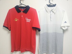 希少 BEAMS GOLF ビームスゴルフ ゴルフウェア ポロシャツ レッド 赤 メンズLサイズ + アディダスポロシャツ