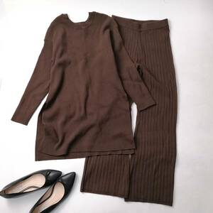 AZUL BY MOUSSY azur bai Moussy rib knitted dress × rib pants setup Brown M size 240229nb[4 point including in a package free shipping ]