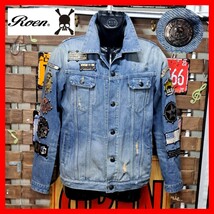 1スタ　roen jeans ロエンジーンズ　スタッズ　ワッペン　デニムジャケット　ジージャン　　Ｍ　レオパード　Gジャン_画像1