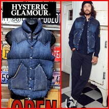 定価6.3万　HYSTERIC GLAMOUR ヒステリックグラマー×ロッキーマウンテン　スタッズ　ダウンベスト　Ｍ　インディゴブルー_画像1